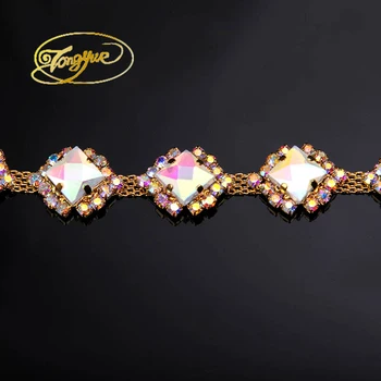 

1yards 0.9144 m Free Shipping Round Shiny Clear Crystal Rhinestone Applique For Sunglasses Garment Decoration