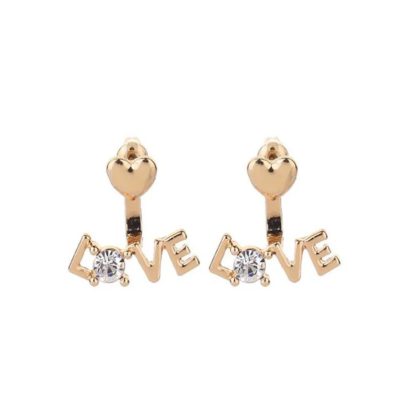 Trendy stud earrings for women  LOVE Letter Alloy Hanging Zircon Diamond Stud Earrings Animal Jewelry earrings Brincos J04#N (3)