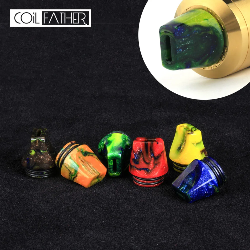 

Coil Father New MTL Resin Driptip Flat Drip Tip 810 with 2 Silicon Rings for v12 Price v8 v8 Baby