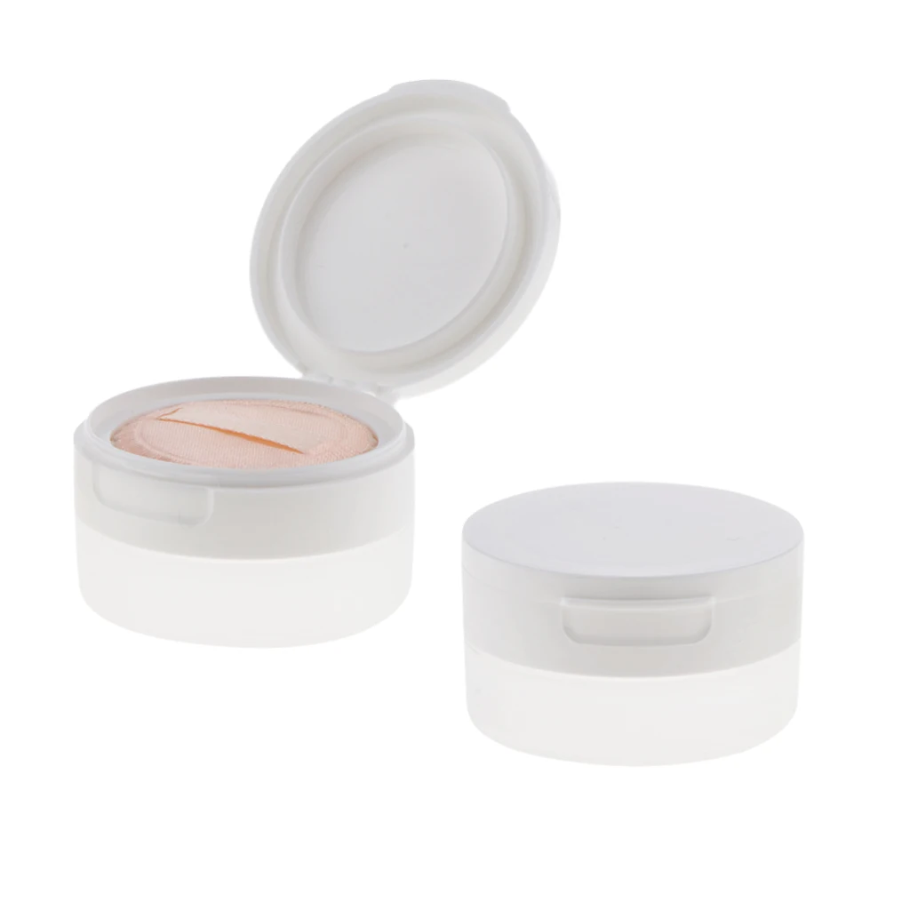 2Pcs Pro Empty Loose Powder Bottle ,Makeup Container Screw Lid Jar with Sifter & Puff For Adults/Baby