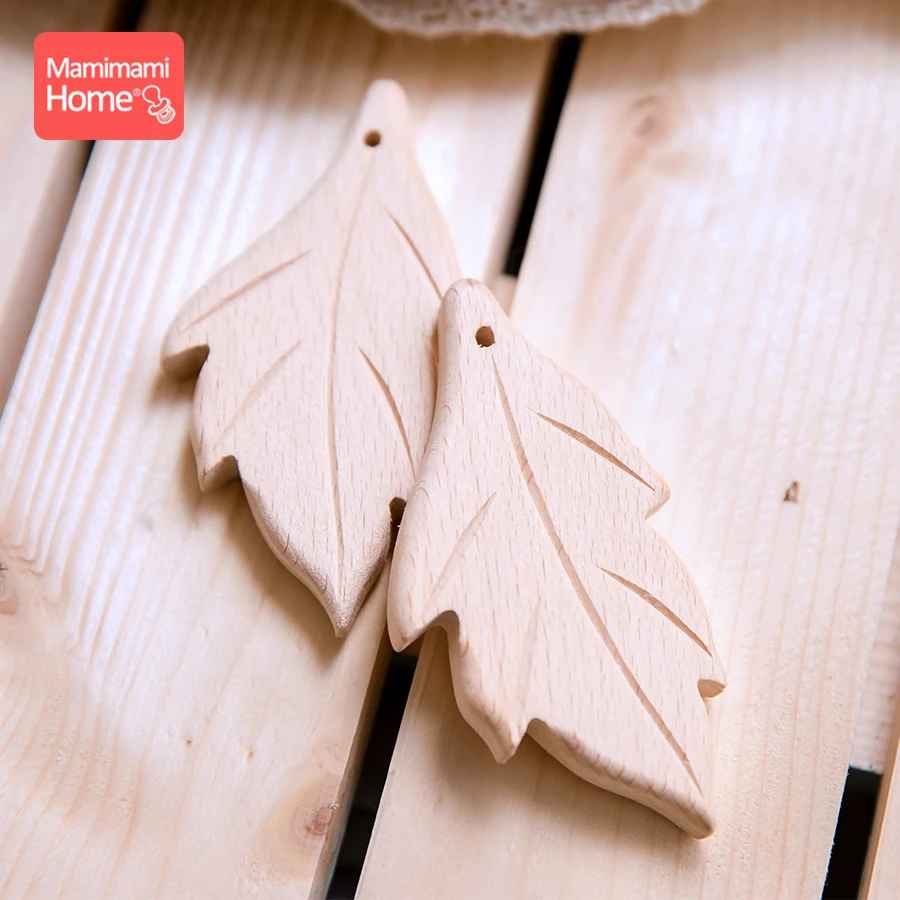 

Mamihome 1pc Baby Wooden Teether Leaves Pacifier Pendant Beech Rodent BPA Free Holder Teething Gift Bpa Free Childen'S Goods Toy