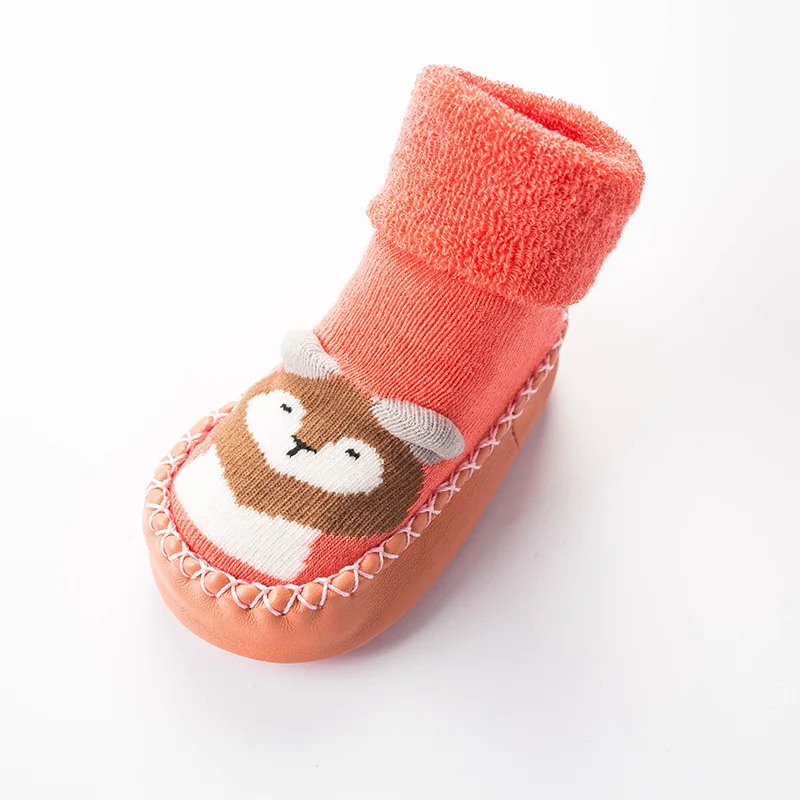Joyo Roy/Новинка года; детские носки-тапочки; сезон осень-зима; махровая ткань; утолщенные детские Нескользящие устойчивые носки; хлопковая детская прогулочная обувь - Цвет: orange