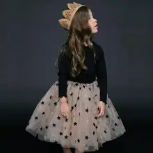 Коллекция года, новое весеннее платье для девочек Одежда для маленьких девочек Хлопковое Сетчатое платье в стиле пэчворк женские топы с длинными рукавами и деревянным воротником, Y271