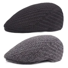 Мужская Вязаная Зимняя кепка для вождения, гольф-берет Newsboy, мягкая плоская кепка HATCS0546