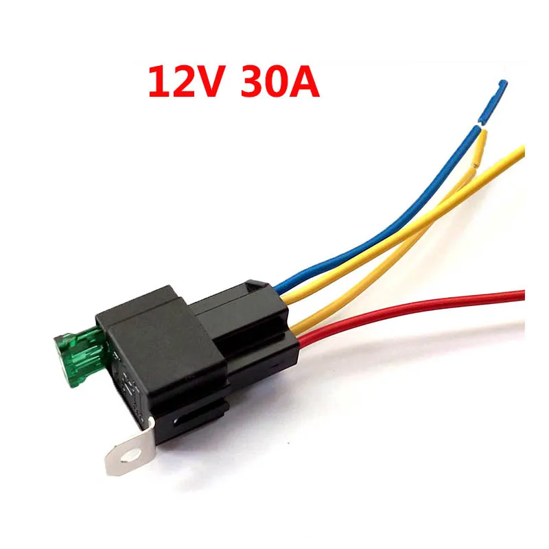 1 шт 12 V/24 V DC 4 Pin автомобильные плавленого реле 30A нормально разомкнутый генератор импульсов, опционально - Цвет: 12V 30A with Socket