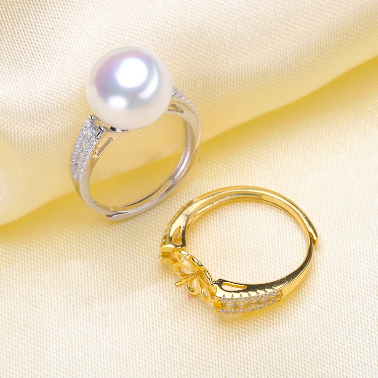 

Classic Rings Holder Settings S925 Sterling Silver Pearl Rings Findings Women DIY Pearl Rings Components 3Pieces/Lot