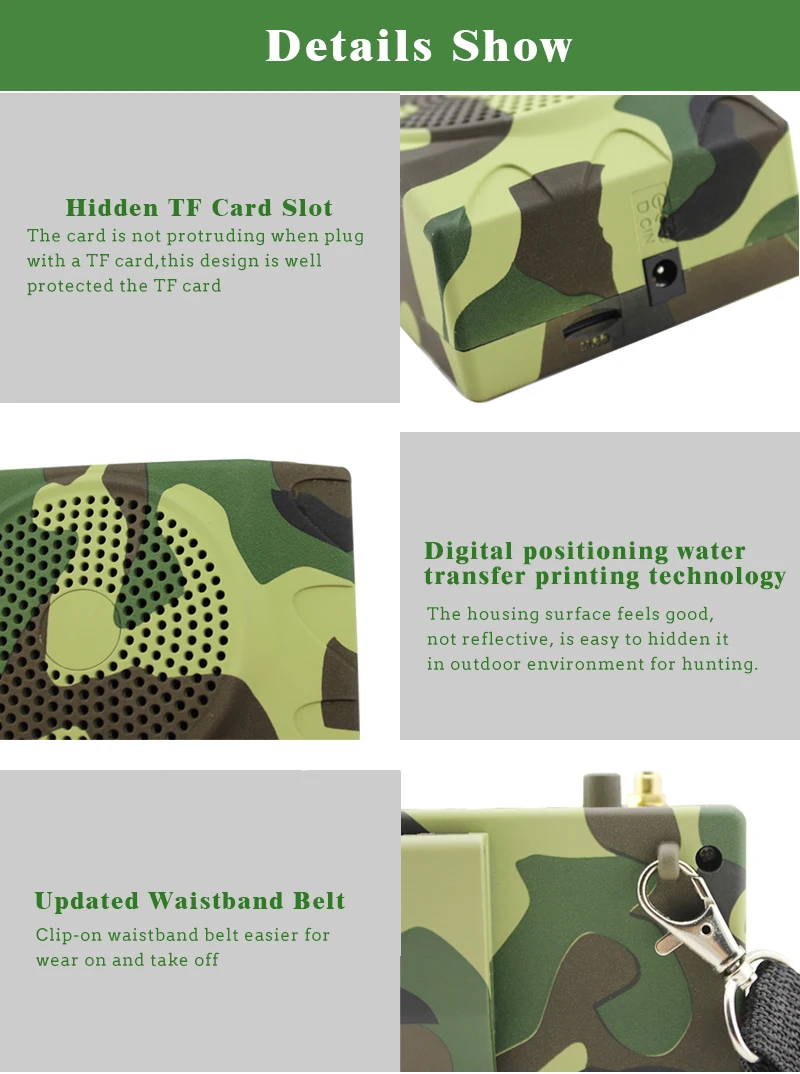 Camouflage Portable 35W Electric Hunting Decoy Speaker Bird Caller Predator Sound MP3 Player Bird Trap Support TF card USB disk (2)