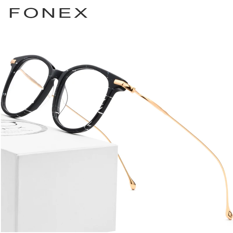

FONEX Pure B Titanium Optical Glasses Frame Men 2019 Vintage Square Prescription Eyeglasses Women Myopia Spectacle Eyewear 854