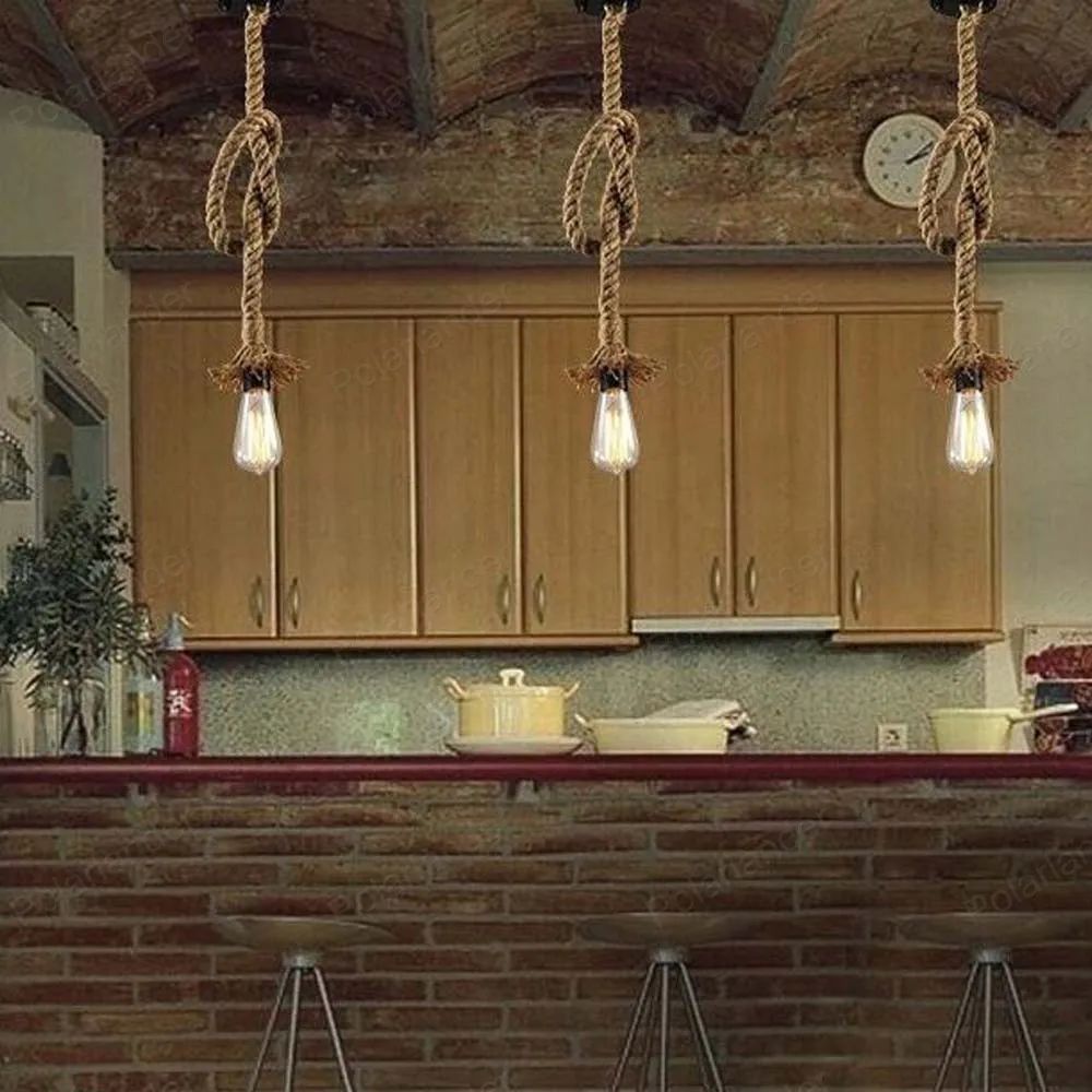 Cuerda de cáñamo de alta Calidad lámpara de Techo lámpara de Luz