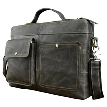 Le'aokuu мужской портфель из натуральной кожи в античном стиле, черный деловой портфель, 13 дюймов, чехлы для ноутбука, сумки-мессенджеры, портфель, 2119 г