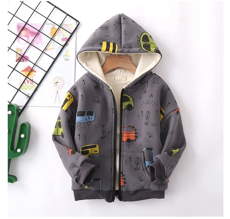 Зимняя куртка для мальчиков и девочек теплое бархатное пальто с длинными рукавами и капюшоном для мальчиков и девочек, детская теплая куртка с героями мультфильмов детская одежда От 2 до 8 лет