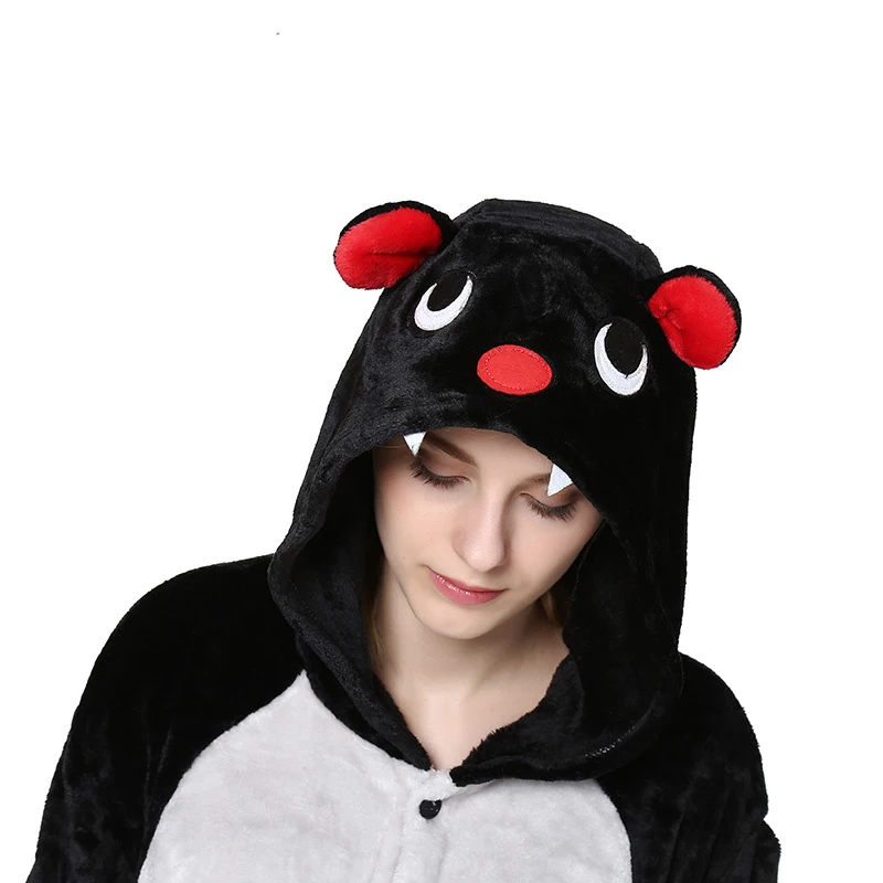 

Animal Bat Costume Onesies Kigurumi For Adults Flannel Women Pajama Sets Unisex Onepiece Pokemon Jumpsuit Men Hooded Sleepwear