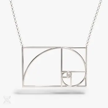 science jewelry: Fibonacci necklace - silver golden ratio necklace - wearable mathematics - Phi - irrational jewelry