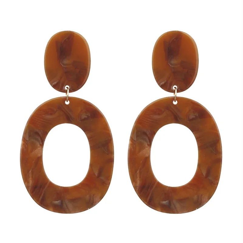

Leopard Print Multi-Color Acrylic Acetic Acid Drop Earrings for Women Girl Personality Simple Geometric Pendant Earrings