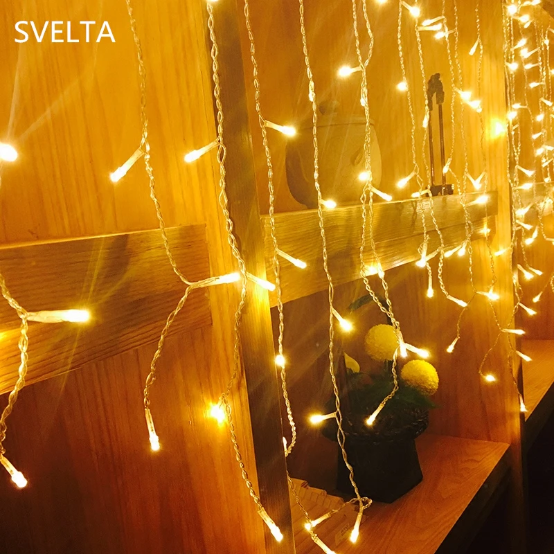 

SVELTA LED Garland Christmas Icicle String Lights 2m Drop 0.9m Gerlyanda For Decor Fairy Xmas Curtain lights Holiday Decoration