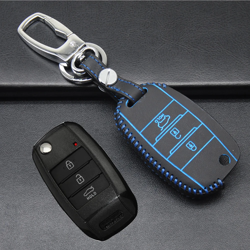 Кожаный чехол для ключей от автомобиля OkeyTech, брелок для Kia Rio QL Sportage Ceed Cerato Sorento K2 K3 K4 K5, брелок для автомобиля