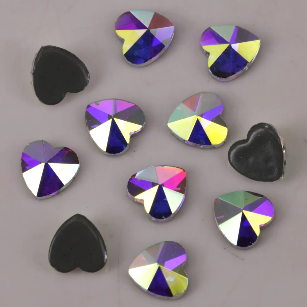 

Lead Free High Quality 6mm Crystal AB Heart Flat Back Hotfix Rhinestones / Iron On Flat Back Crystals