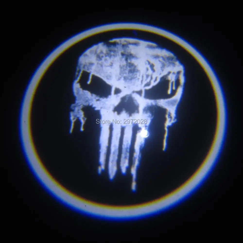 2 x Punisher Skull Series 5W Car LED Laser Logo Lights Door Welcome Ghost Shadow Projector Door Courtesy Lights 2 x Punisher Skull Series 5W Car LED Laser Logo Lights Door Welcome Ghost Shadow Projector Door Courtesy Lights
