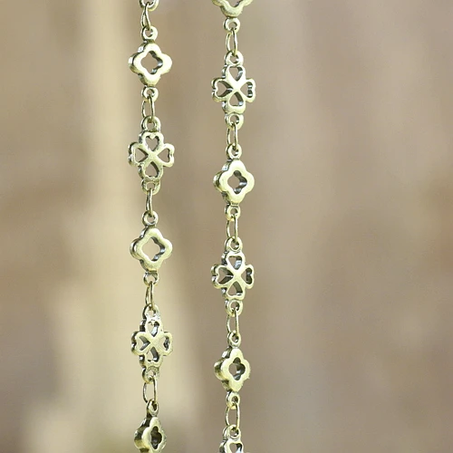 5x5mm Vintage Four Leaf Clover Beads Link Chains Findings Antique