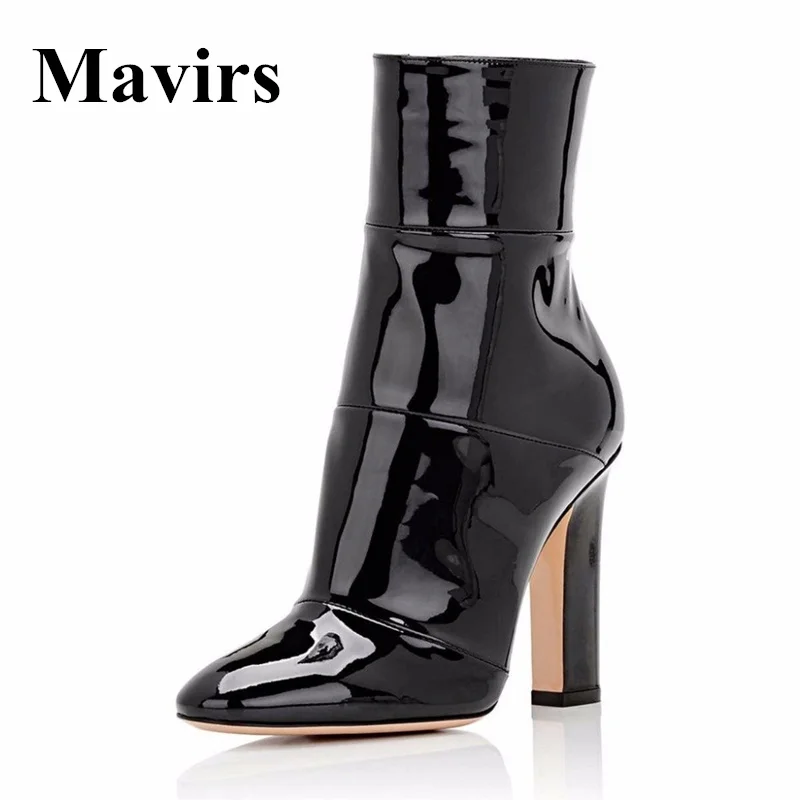 

Mavirs 2018 Pointed Toe Chunky High Heels Women Ankle Boots Gold Black White Booties Shoes 12 CM Heels Size 5-15
