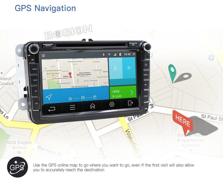 Perfect Android 7.1 8" 2 din Car DVD GPS 3G/4G radio stereo player SWC for Volkswagen VW golf 6 touran passat B7 sharan Touran polo seat 16