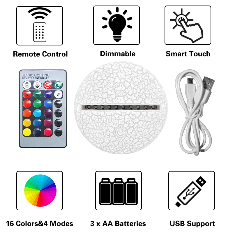  Unicorn LED Remote 3D Nightlight Baby Night Light 16 Color Cute RGB Table Lamp Child Birthday Holid - 32996059741