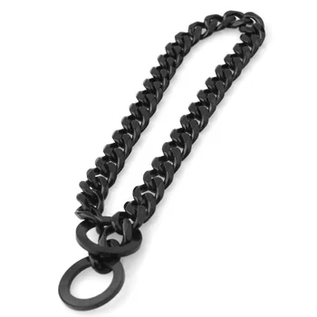 

Betty 17mm wide 12-36 inch Black Tone Double Curb Cuban Rombo Link 316L Stainless Steel Dog Chain Collar