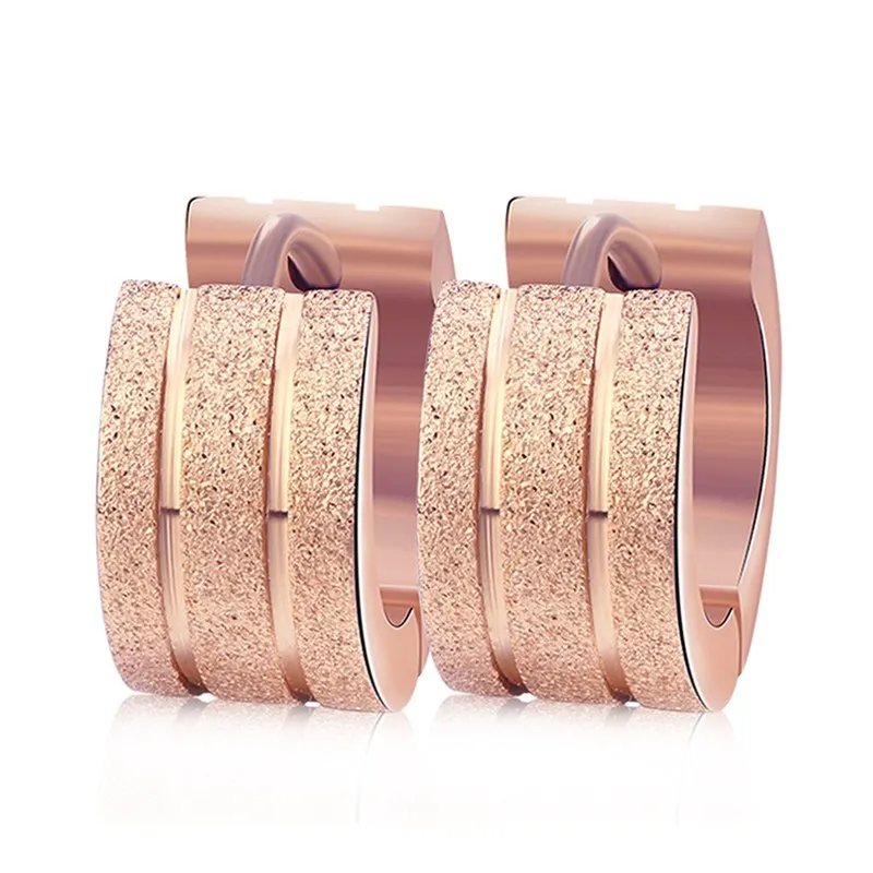 Rose Gold Color Hoop Earrings For Women Luxury Jewelry Frosted Stainless Steel Earings Brincos 2018 Party Wedding Jewellery Gift | Украшения