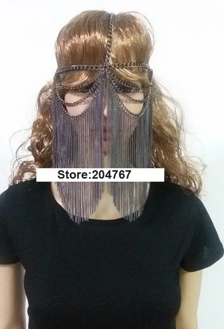 Fashion Style B05 Women Multi-layers Gray Plated Chains Head Chains Body Jewelry usd15 2
