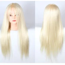20 дюймов золотые волосы манекен голова практика с подставкой Женский манекен голова для укладки волос косметологический дисплей парик для девочек