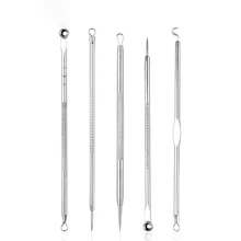 5 Нержавеющая сталь двойной головкой инструмент для удаления чёрных точек комплекты гигиеническая Лицевая панель акне, прыщей, прыщ игла Угри экстрактор Красота инструмент