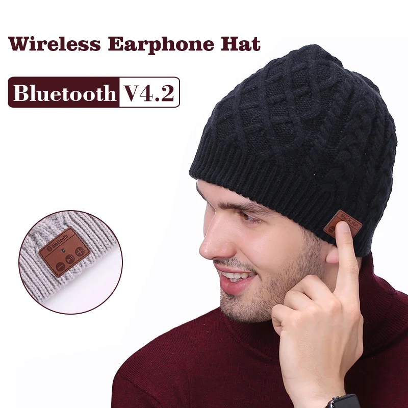 Unisex Winter Knitted Hats Wireless Bluetooth Smart Headphones