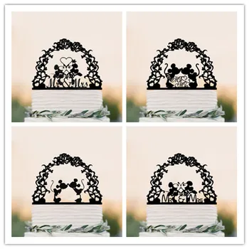 

mixed Black Acrylic Mickey and Minnie Wedding Cake Topper Engagement / Anniversary Cake Toppers Cake Decorating for wedding