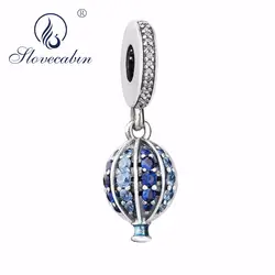 Slovecabin Европа Мода ювелирные изделия синий горячий воздух воздушный шар мотаться Подвески для браслет из чистого серебра 925 Подвески для DIY