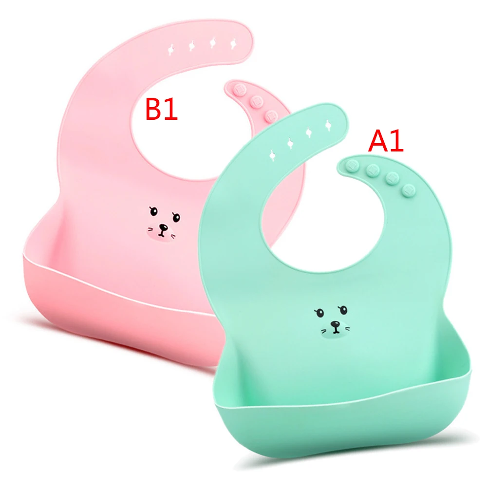 

Newborn Cartoon Waterproof Soft Silicone Baby Bib Accessories Saliva Towel Adjustable Feeding Tools Boys Girls Bibs Apron