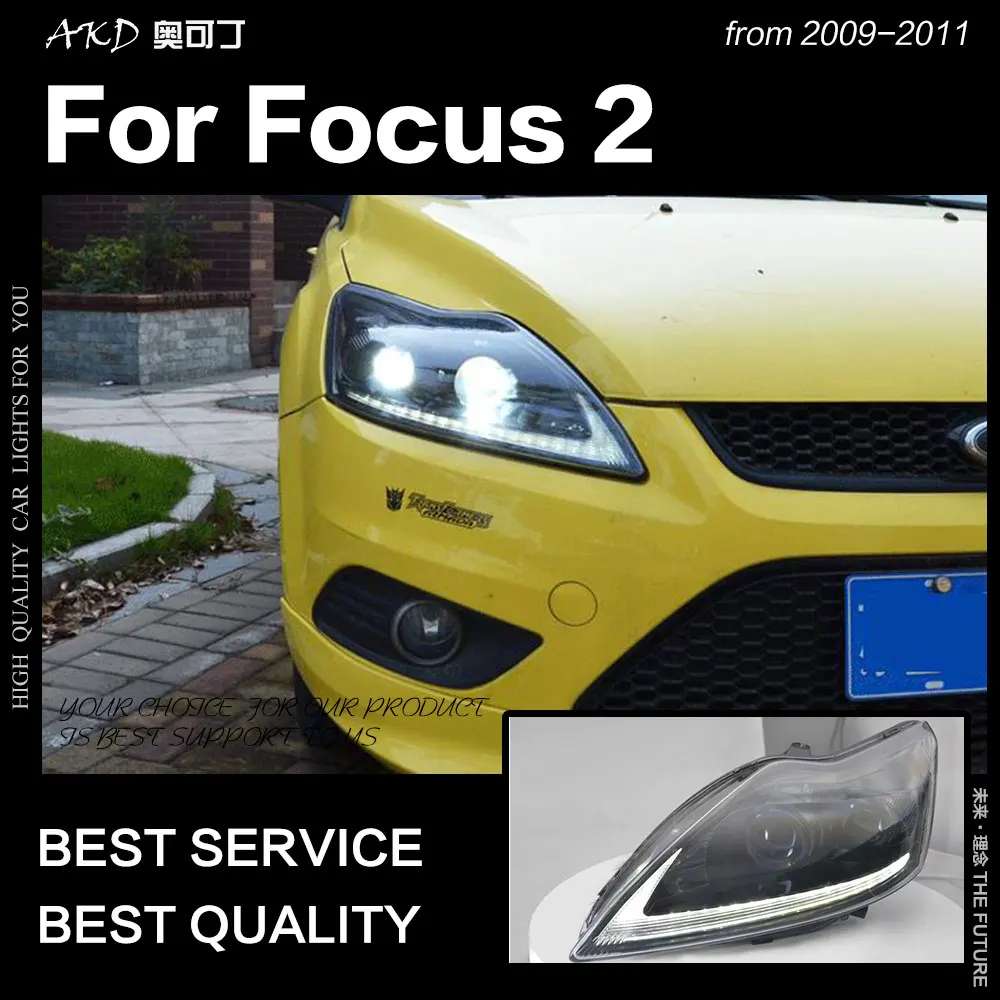 AKD автомобильный Стайлинг для Ford Focus фары 2009-2011 Focus 2 светодиодный фонарь динамический сигнал светодиодный Drl Hid Bi Xenon автомобильные аксессуары