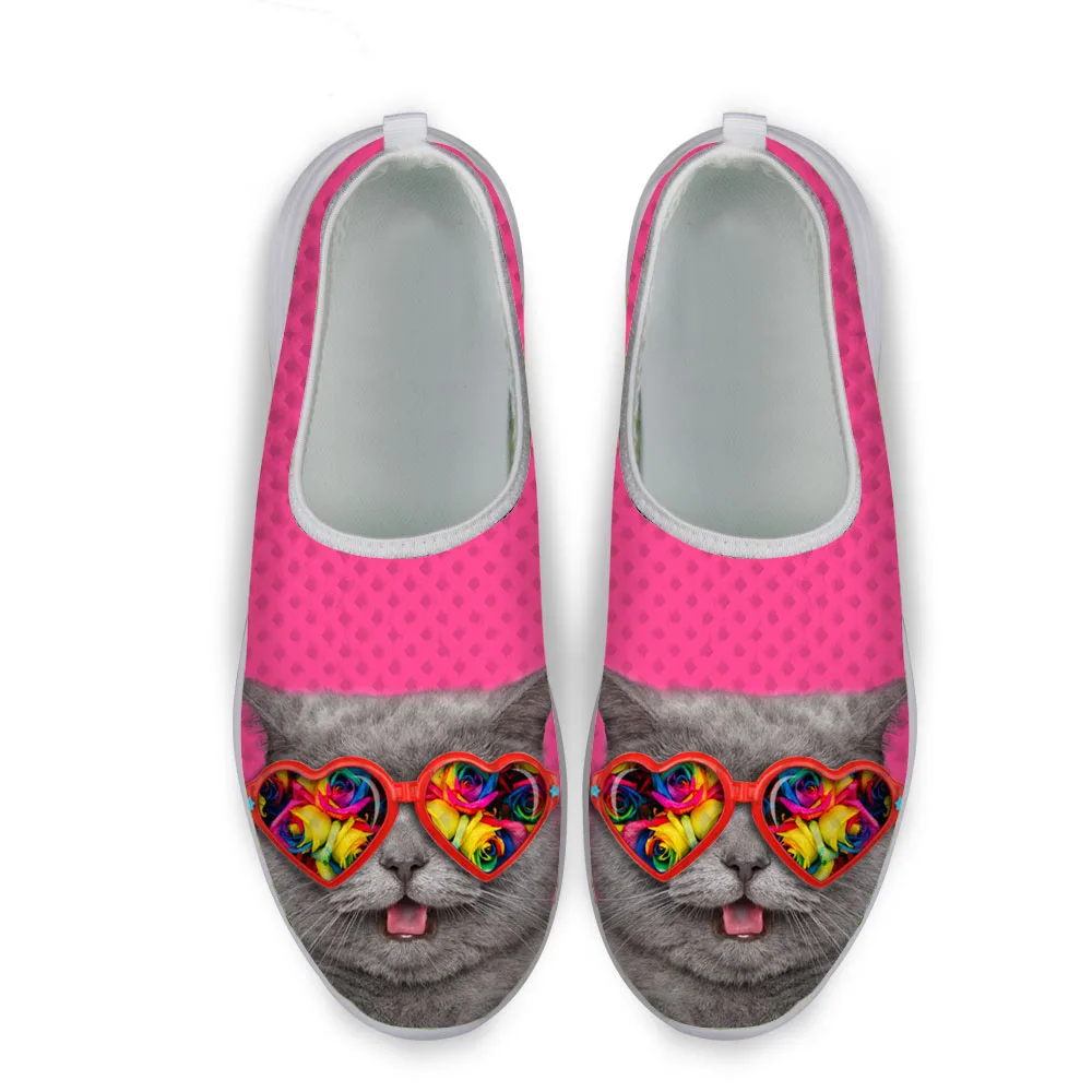 

FORUDESIGNS Summer Womens Casual Flat Shoes,2017 Cute Cat Print Mesh Shoes for Women,Female Girls Breathable Flats Walking Shoes