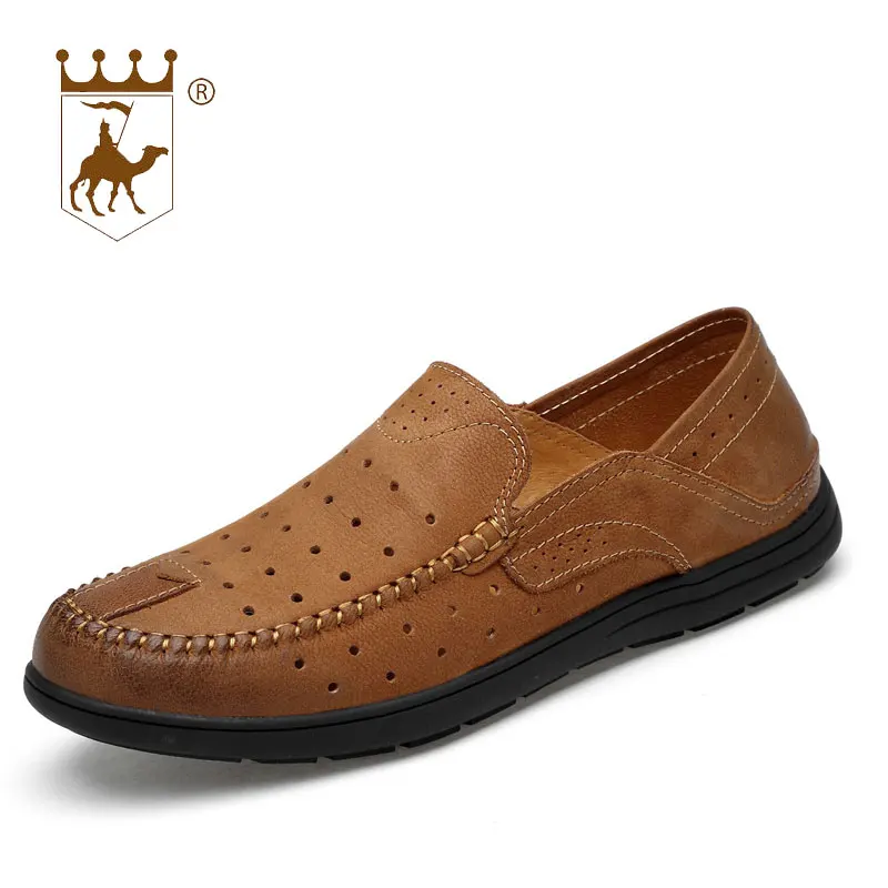 

BACKCAMEL 2018 New Men's Leather Shoes Hollow Hole Casual Shoes Breathable Soft Bottom Business Leisure Men's Shoes Walking Hot
