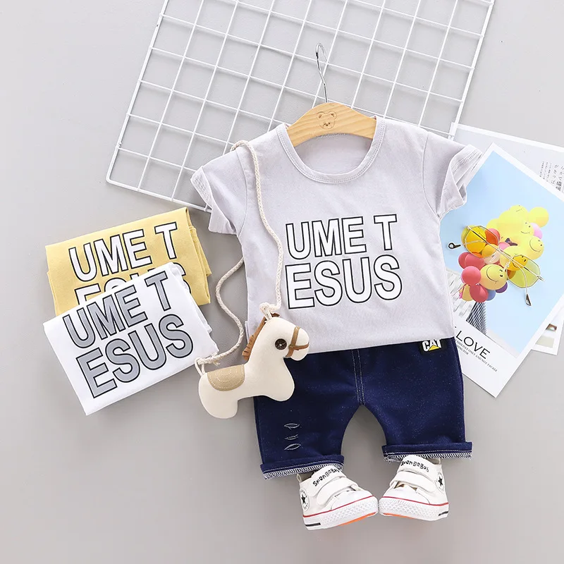 

Summer 2019 new Boys Clothing Baby boy Letter cute short-sleeved shirt + shorts Set 2 pieces Children Set