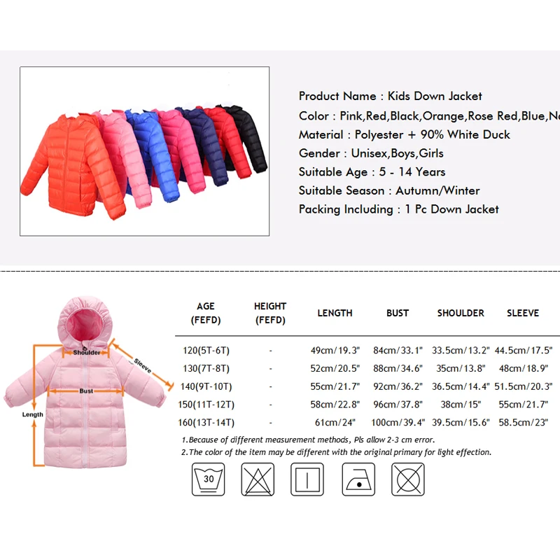 Ультралегкая куртка-пуховик для детей; сезон осень-зима; однотонная куртка-пуховик на утином пуху с капюшоном; теплая верхняя одежда для детей; пальто для девочек и мальчиков