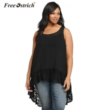 Livre Avestruz Verão Plus Size Mulheres Chiffon Rendas Sem Mangas Soltas Casual Sólidos O Pescoço Elegante Vestido Feminino