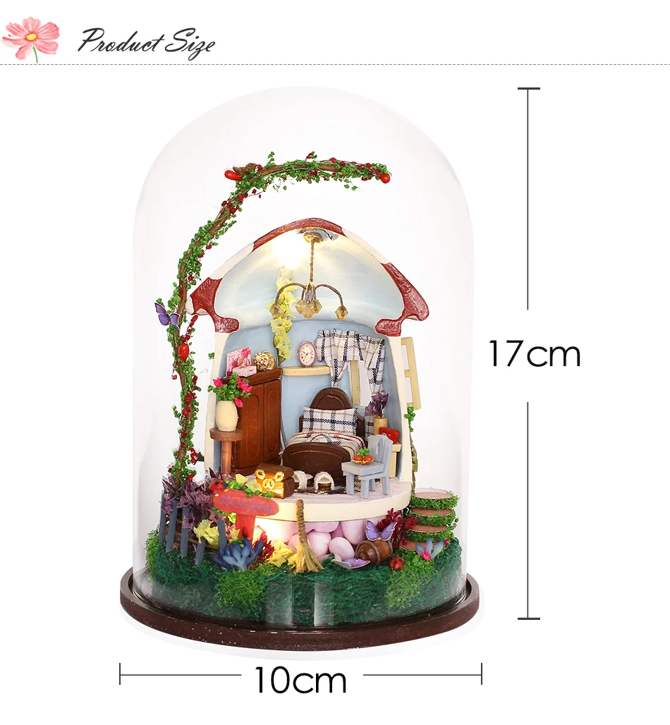 DIY деревянный дом Miniaturas с мебели DIY Миниатюрный Дом Кукольный домик гриб романтические игрушки для детей подарок на день рождения