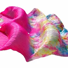 Высококачественные шелковые спицы из бамбука китайские длинные шелковые вееры 1 пара левая+ правая рука Поклонники танца живота Роза+ Смешанные цвета 180*90 см