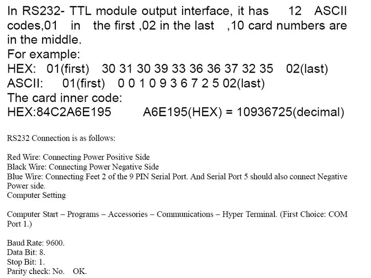 HSY-L08Y RS232 Data Format