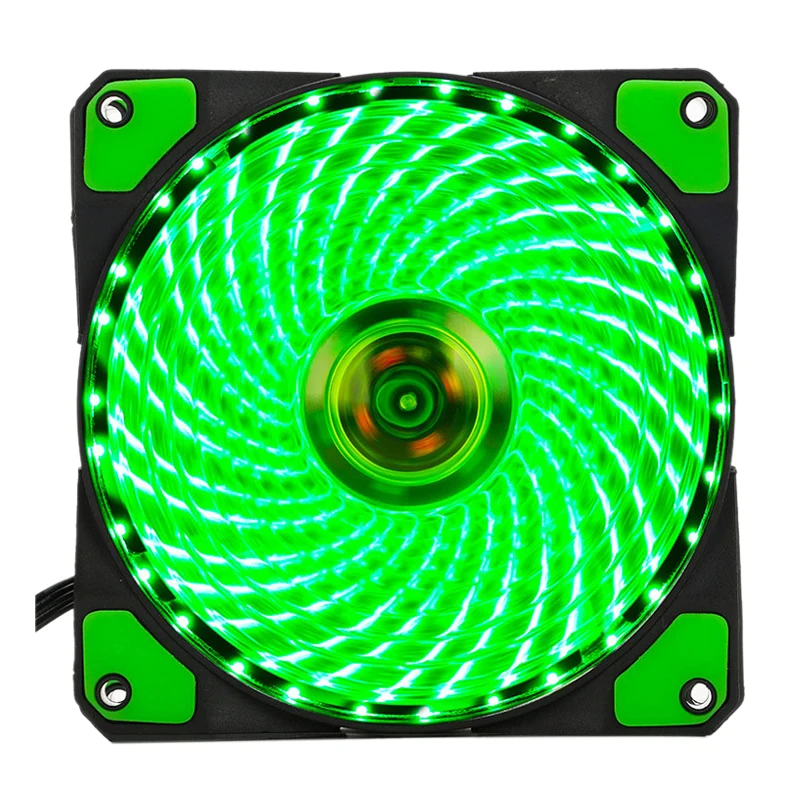 

120mm PC Computer 16dB 33 LEDs Case Fan Heatsink Cooler Cooling with Anti-Vibration Rubber,12CM Fan,12VDC 3P IDE 4pin green