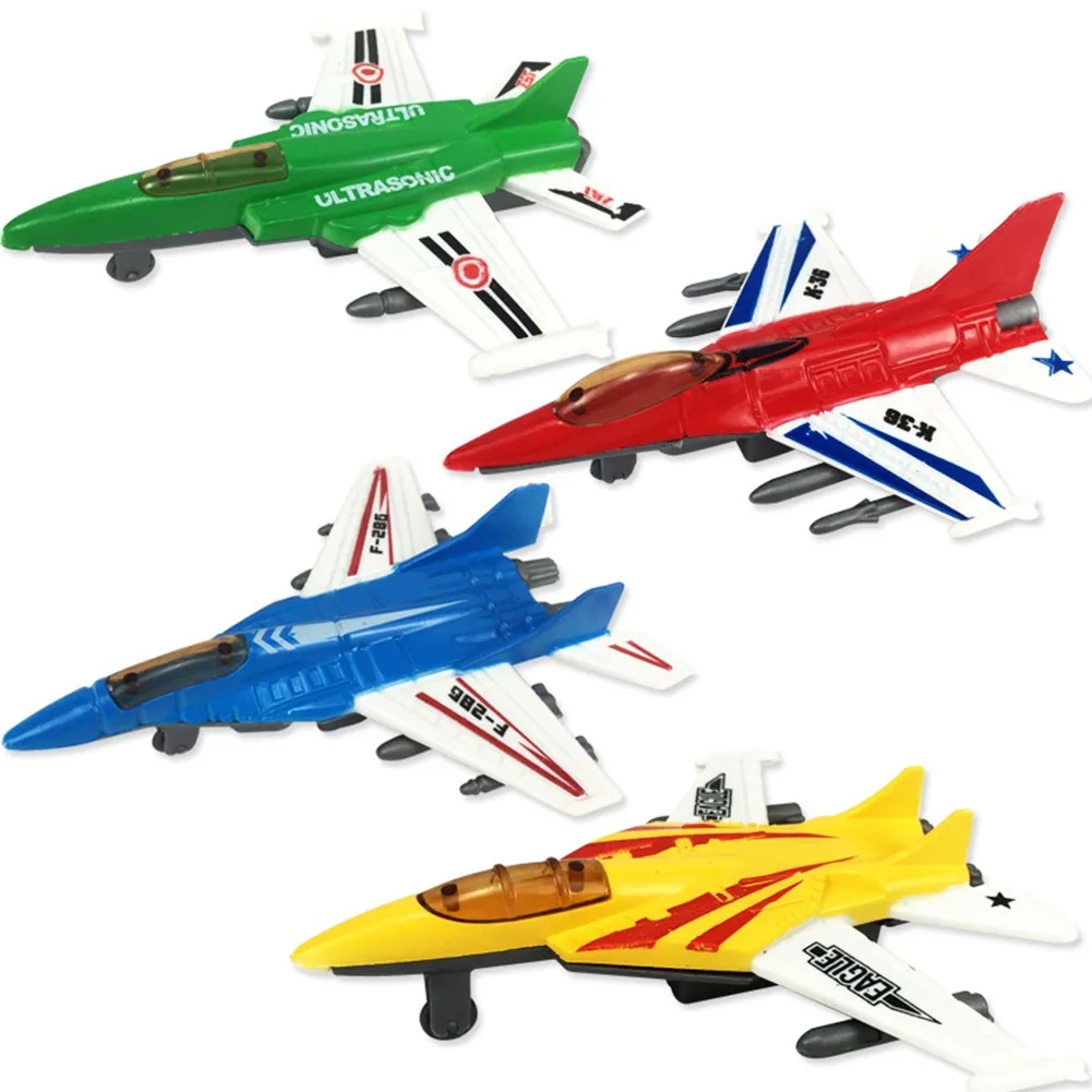 Plastic Puzzle Military Airplane Fighter Pull Back Plane Model Kids Gift Toys@@