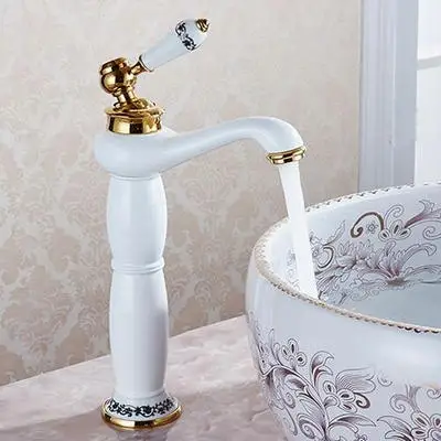 Современный античный латунный кран для раковины и ванной комнаты, смеситель для воды, кран для дома 9031AP - Цвет: white high