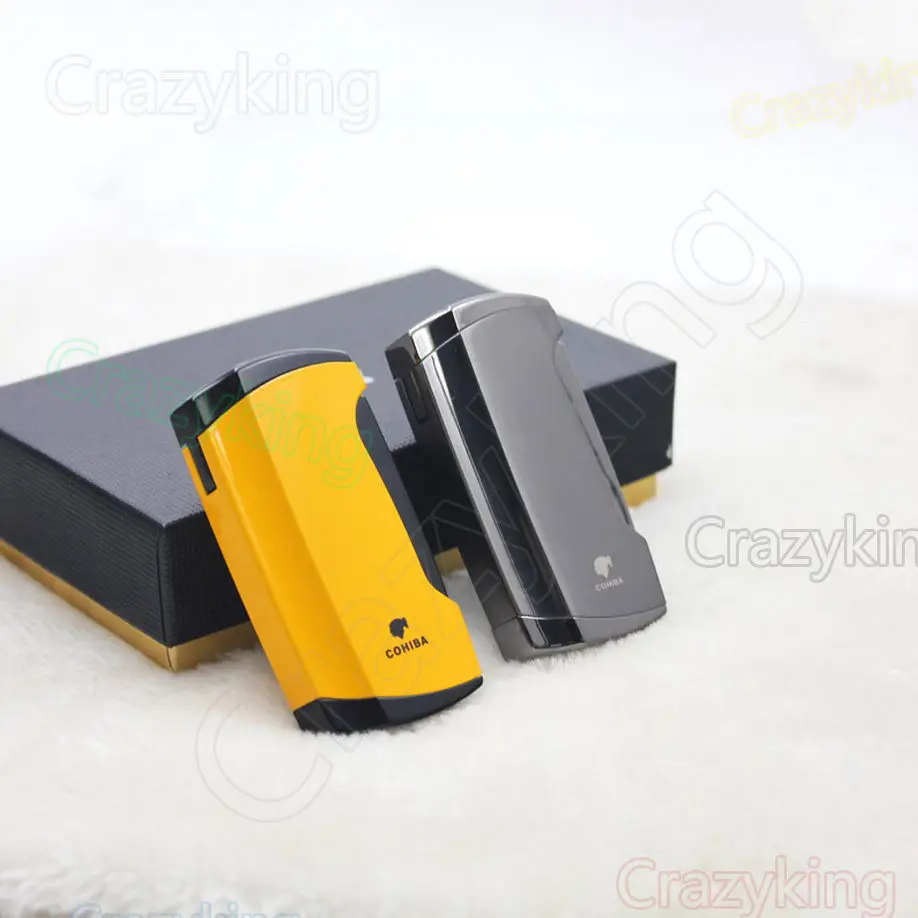 

COHIBA Zinc Alloy 2 TORCH JET FLAME CIGAR CIGARETTE LIGHTER With Punch Gift Box
