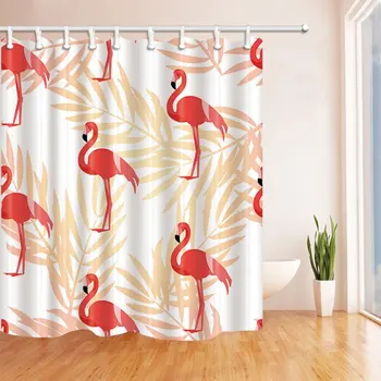 

Flamingo in the Palm Tree Shower Curtain, Mildew Resistant Polyester Fabric Bathroom Decorations