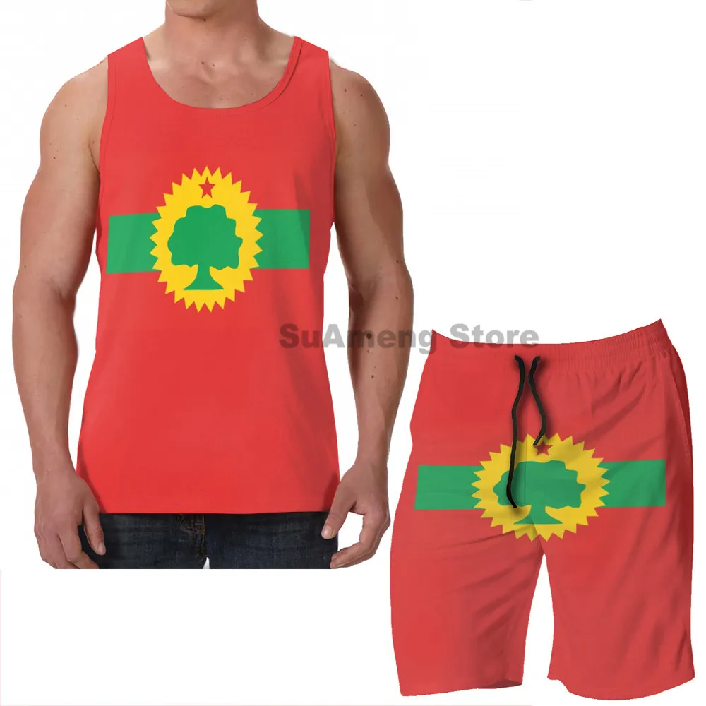 

Summer Casual funny print men Tank Tops Women Flag of the Oromo People (Oromoo) men Board beach shorts women sets fitness vest